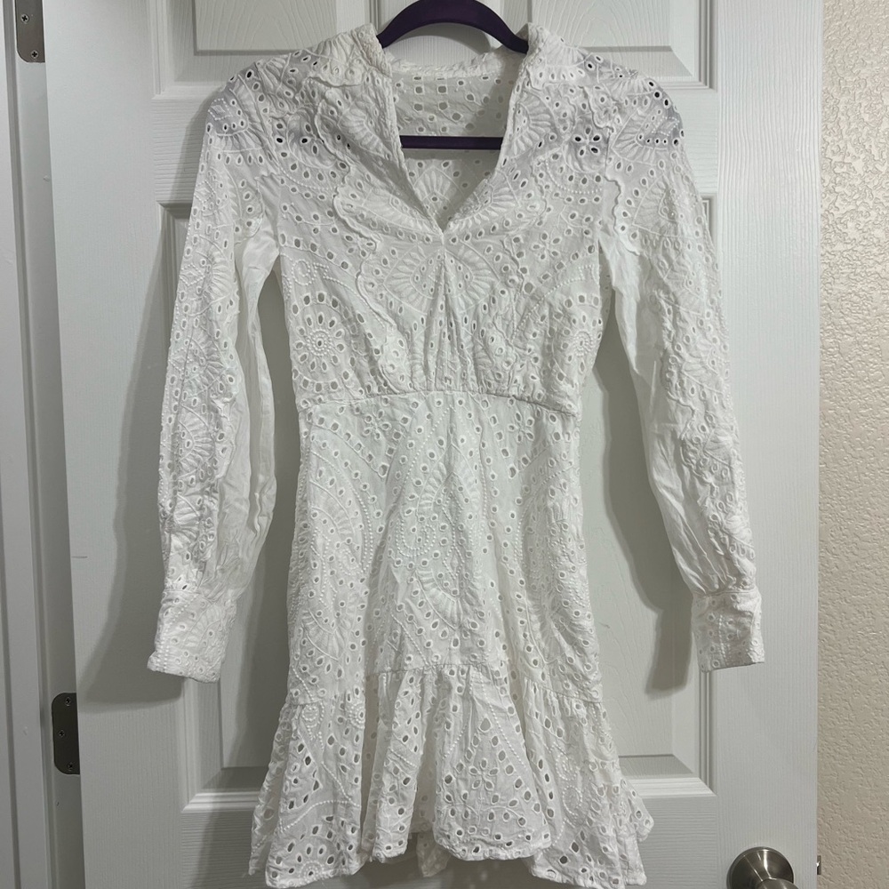 BCBGMaxAzria White Bishop Sleeve Sundress